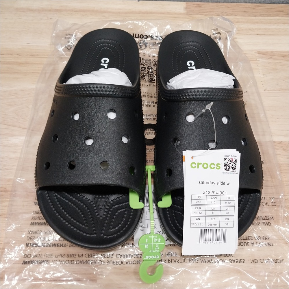Crocs Saturday Slide Comfort Sandal Women Lightweight Size 10 Black